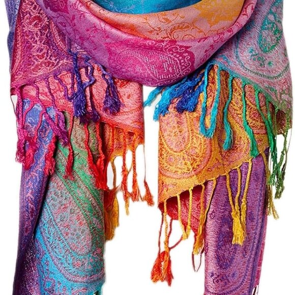 Accessories - Chic Watercolor Design Pashmina Shawl - Elegant Pink Scarf for Stylish Outfits
